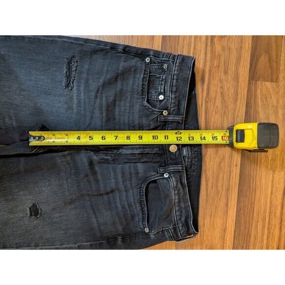 American Eagle Black Ripped Strigid Straight Jeans Size 8 - Picture 5 of 8